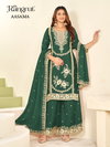 Rangrut Aasama Chinon Embroidery Plazzo Suits Exporters In India